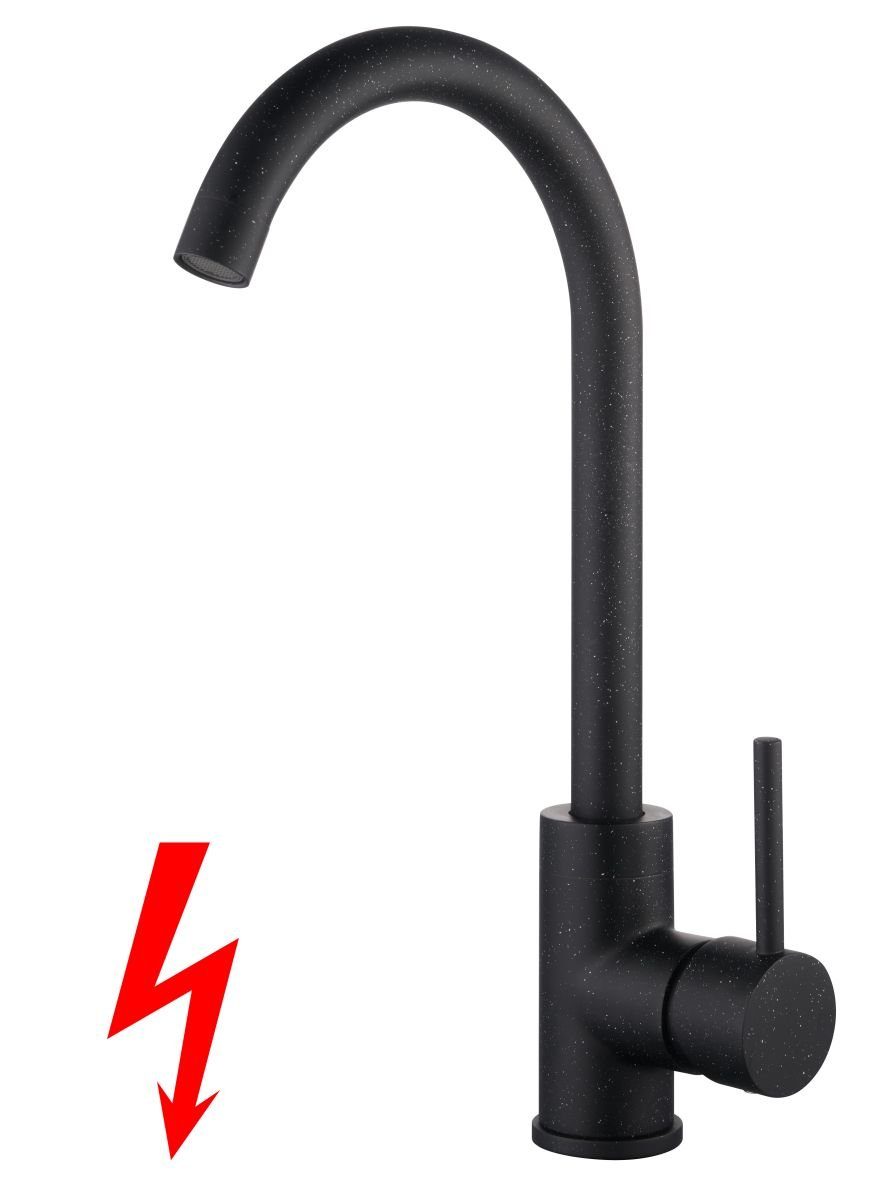 Tuganna Spültischarmatur Granit Niederdruck mit hohem Rundbogenauslauf, Küc günstig online kaufen