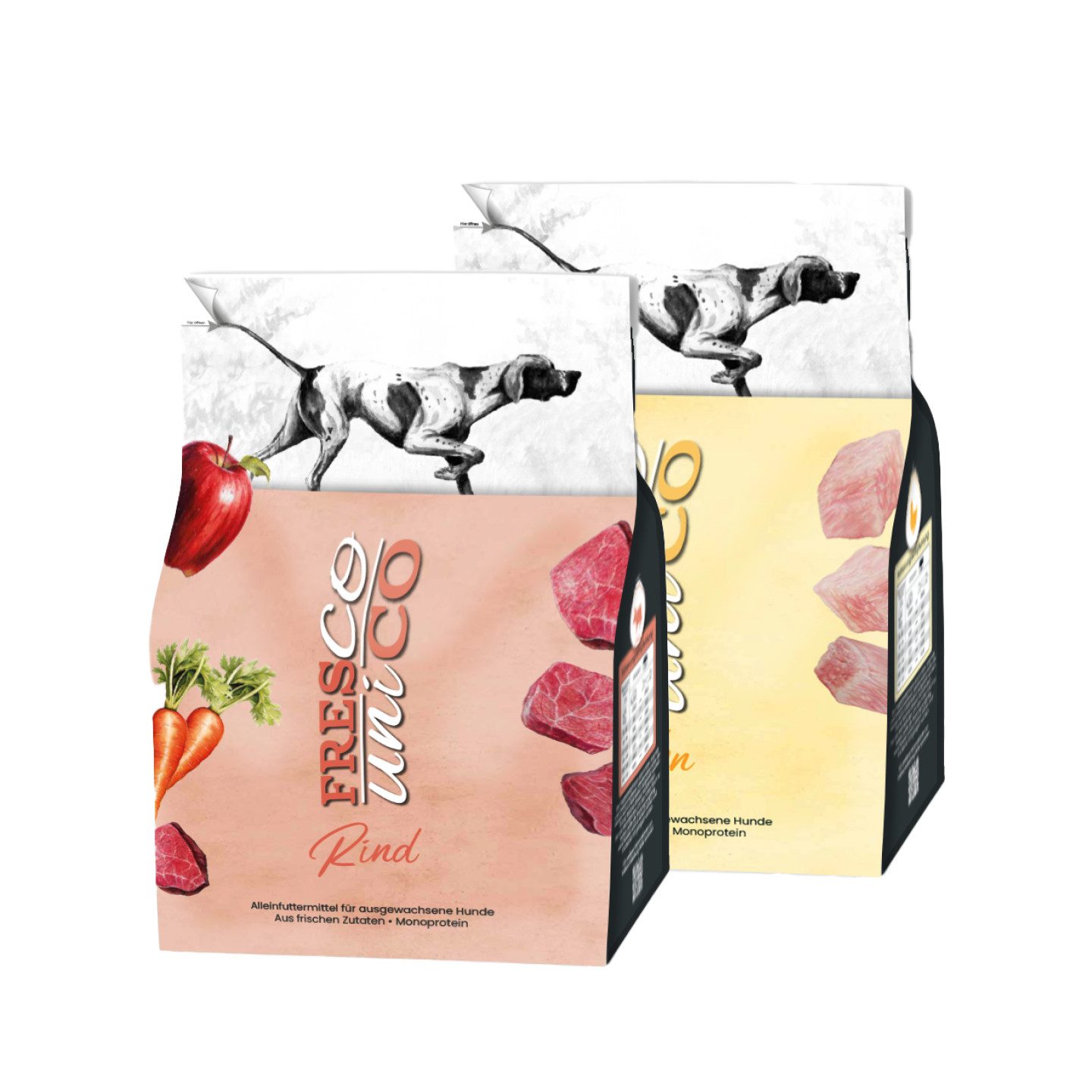 Fresco Dog unico PROBIERPAKET Hundefutter trocken getreidefrei, 2x1kg, Trockenfutter für: Hunde, 66% Frischfleisch, zuckerfrei & hochverträglich