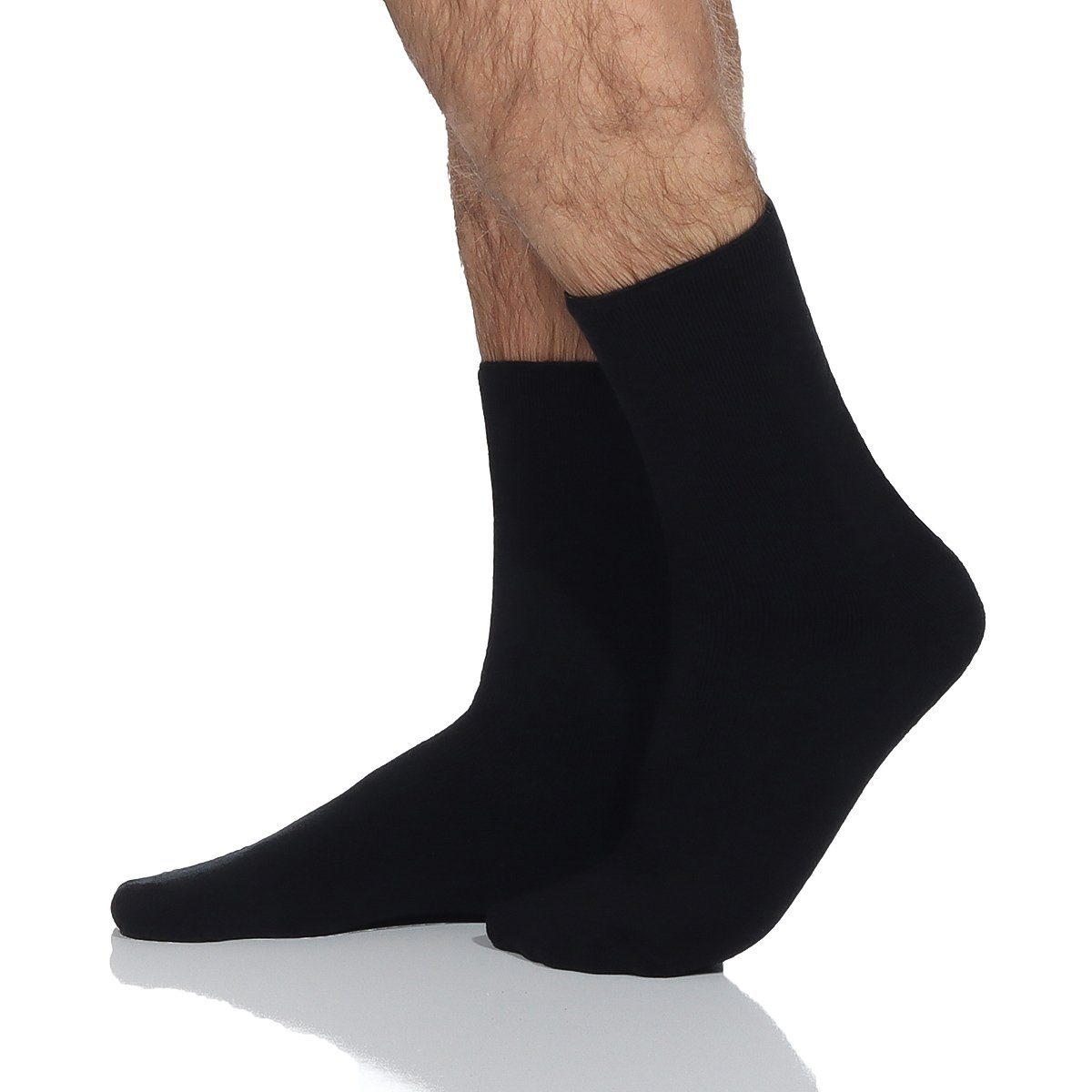 Wintersocken warmer Herrenstrumpf Thermosocken Vollfrottee schwarz ohne Gummi, 4 Paar (4-Paar) ohne Venasoft Gummi Thermosocken Herren gefüttert,