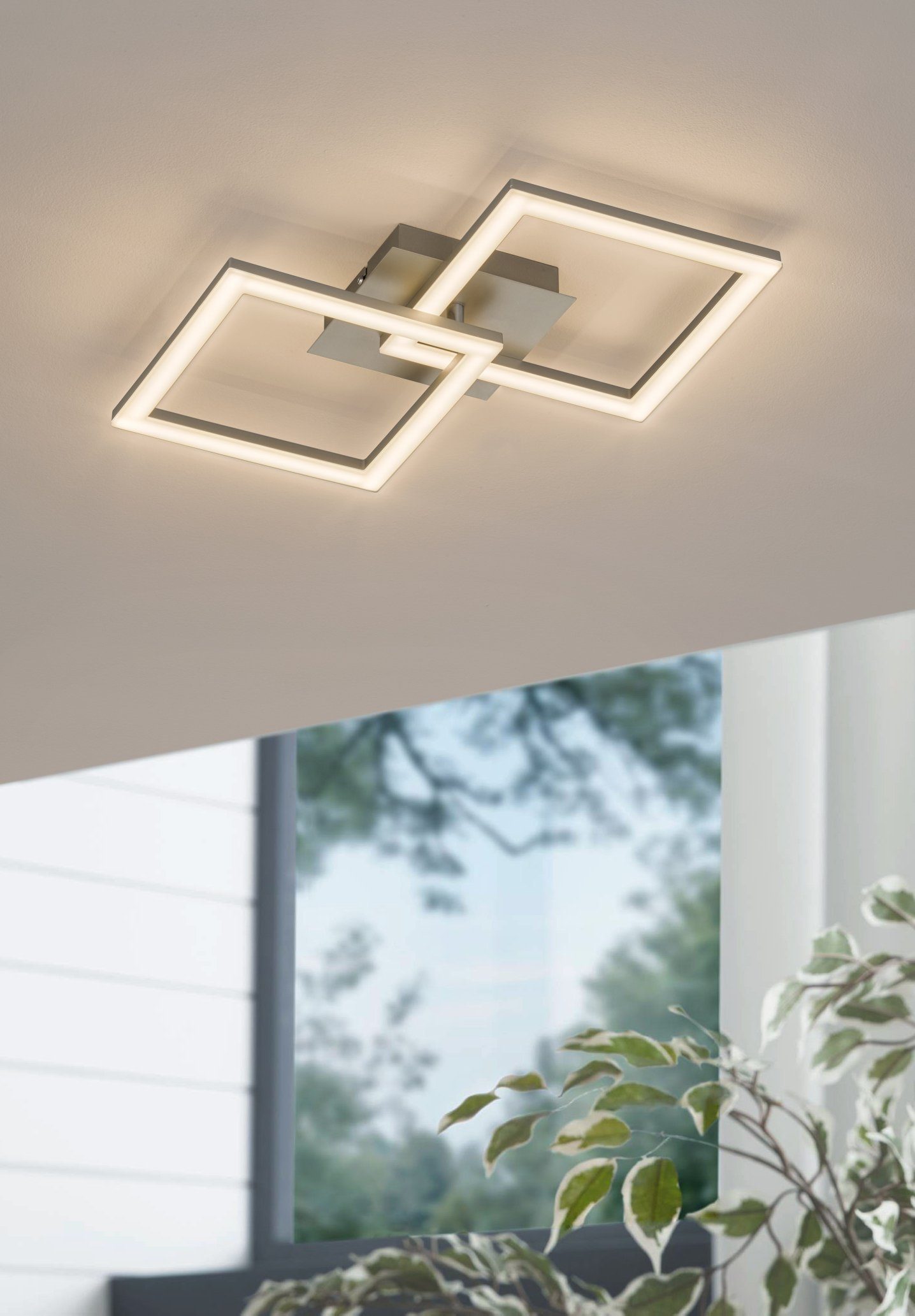 Küchen-, LED Decken-, Wohnzimmer-, LxB Huerta, LED Deckenleuchte EGLO Leuchtmittel cm weiß, 37 Schlafzimmerlampe, inklusive,