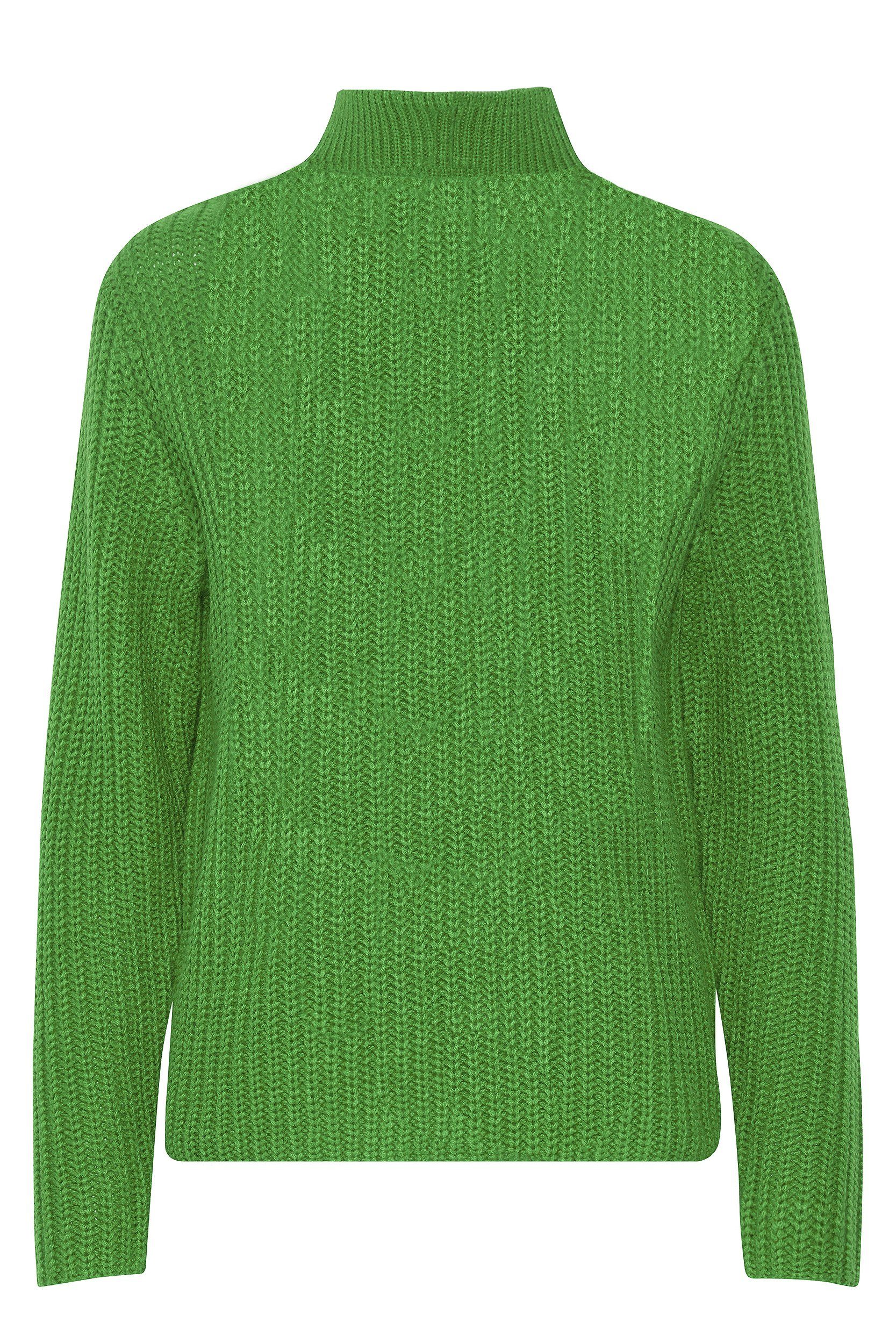 Grobstrick Pullover Sweater Reißverschluss 6677 Grün in Strickpullover b.young mit Troyer Kragen