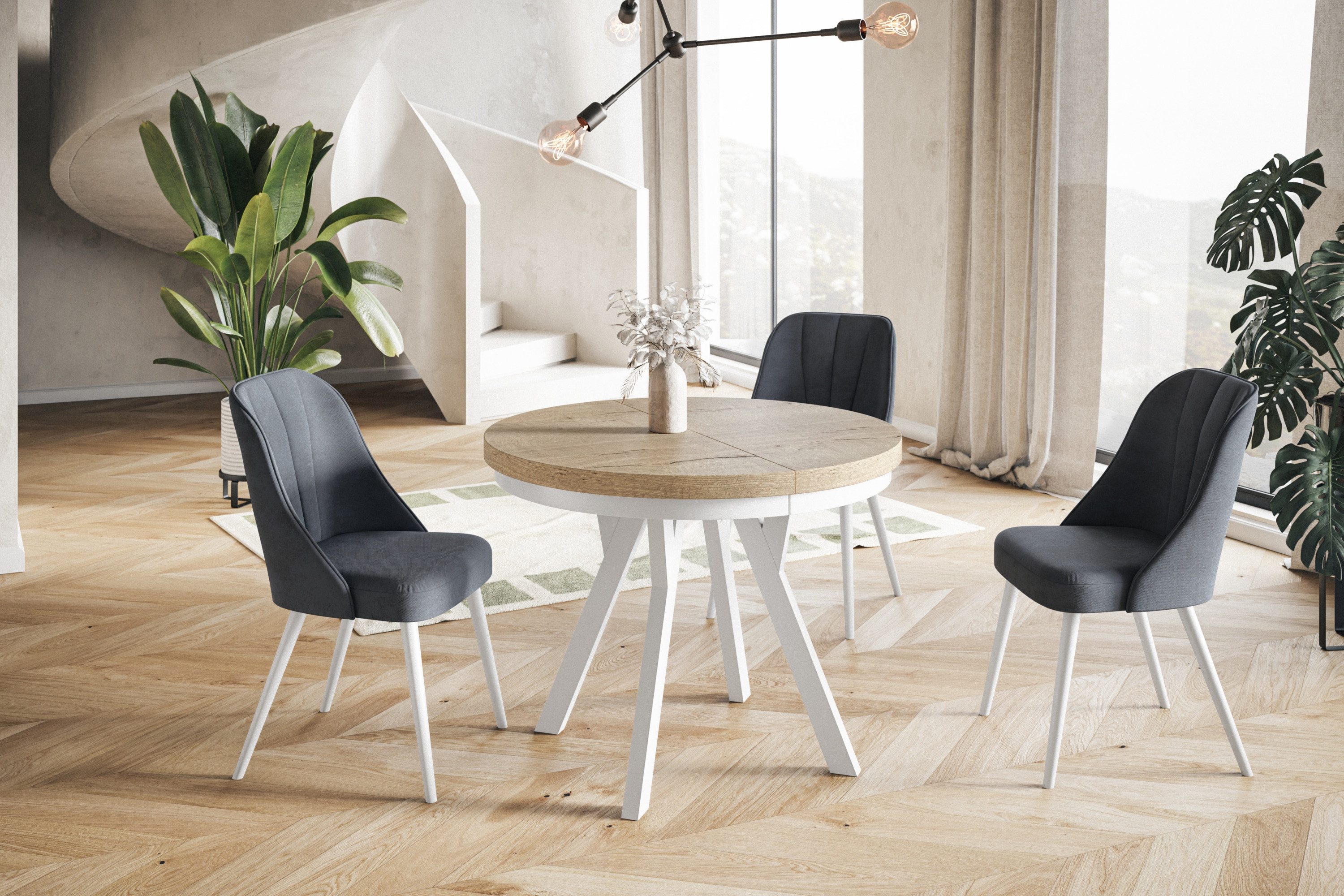 Alpi-Möbel Esstisch Wohnzimmertisch - Ausziehbarer runder Tisch 80-120 cm - günstig online kaufen