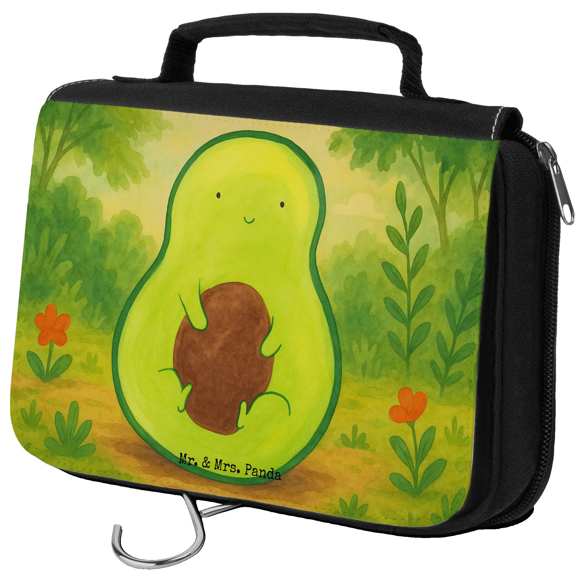 Kulturbeutel Avocado Kern Design, Kosmetiktasche, Weiß, Waschbeutel, Necessaire, K