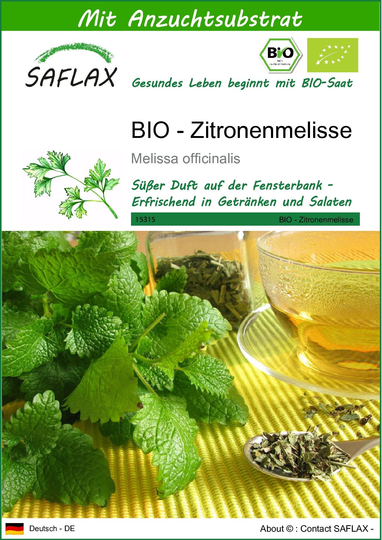 Kräutersamen SAFLAX - Samen und Substrat - BIO - Zitronenmelisse