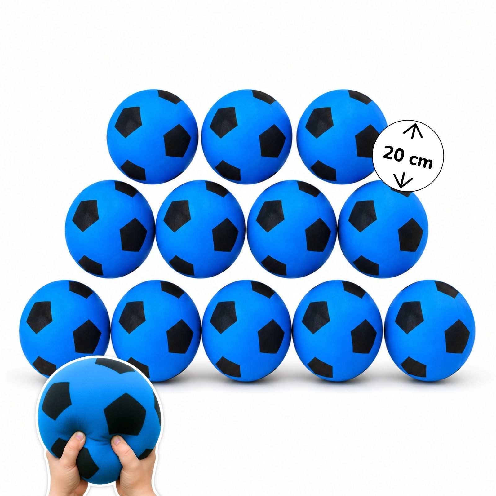 Softball 12er Set Schaumstoffball blau Ø 20 cm, weiche Soft-Fußbälle für Kinder