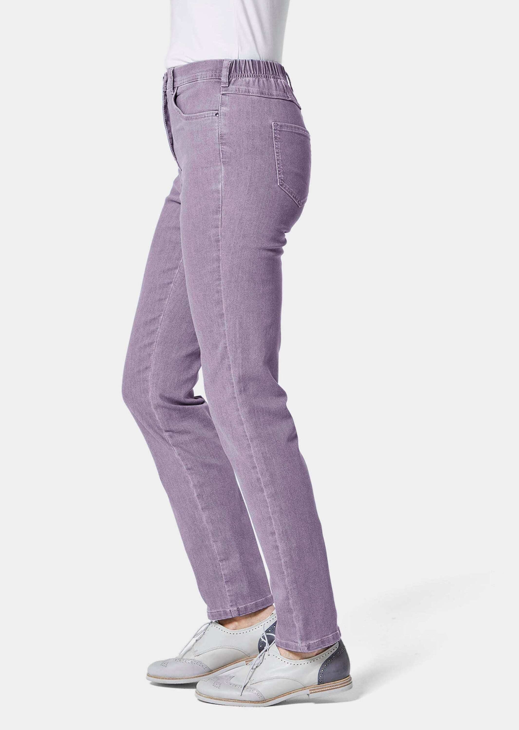 GOLDNER Bequeme Jeans Kurzgröße: lavendel High-Stretch-Jeanshose Bequeme