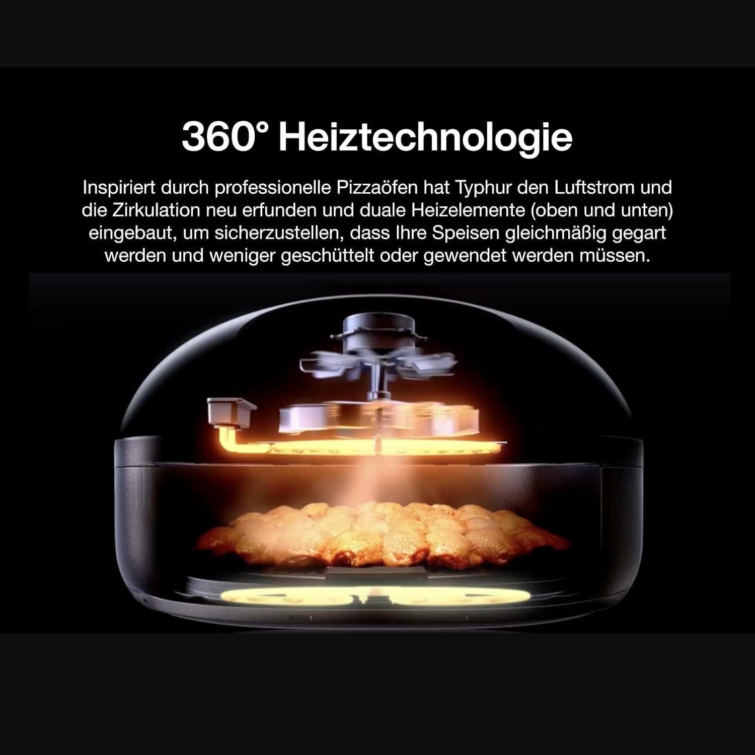 Typhur Heißluftfritteuse, 1750 W, 360° Heißluft, 15-in-1, schnell, leise, Selbstreinigung, App-Steuerung