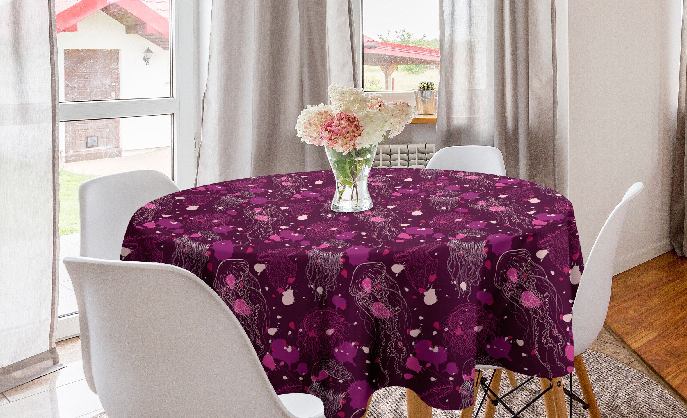 Lacktropfen Abdeckung Dekoration, Kreis Tischdecke Esszimmer für Tischdecke Abakuhaus Küche Quallen Qualle