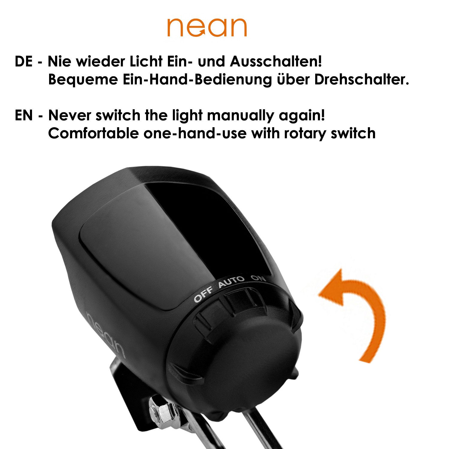 nean Fahrrad-Frontlicht Dynamo, mit Lichtautomatik, Standlicht und Reflektor, 70 LUX