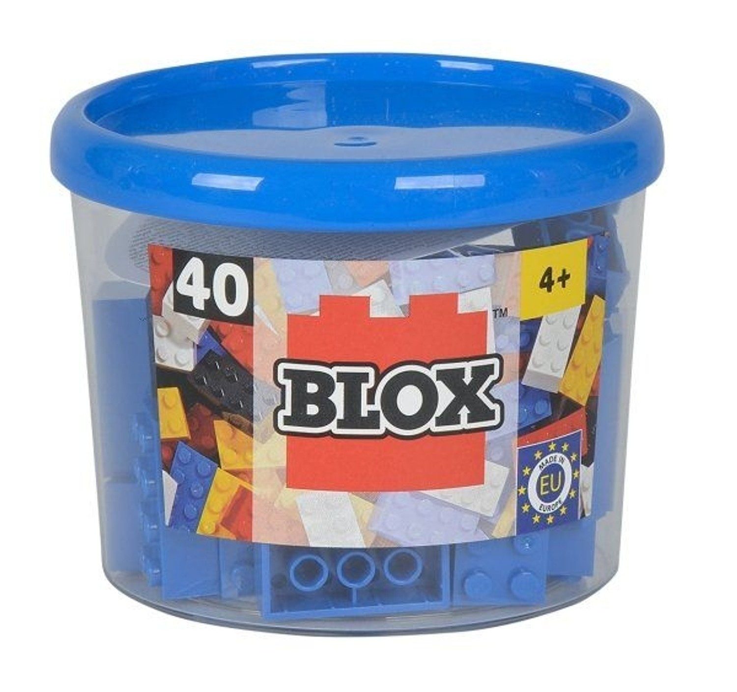 Blox Blox 40 blaue 8er Steine in Dose Konstruktionsspielsteine, (Blox 40 blaue 8er Steine in Dose)