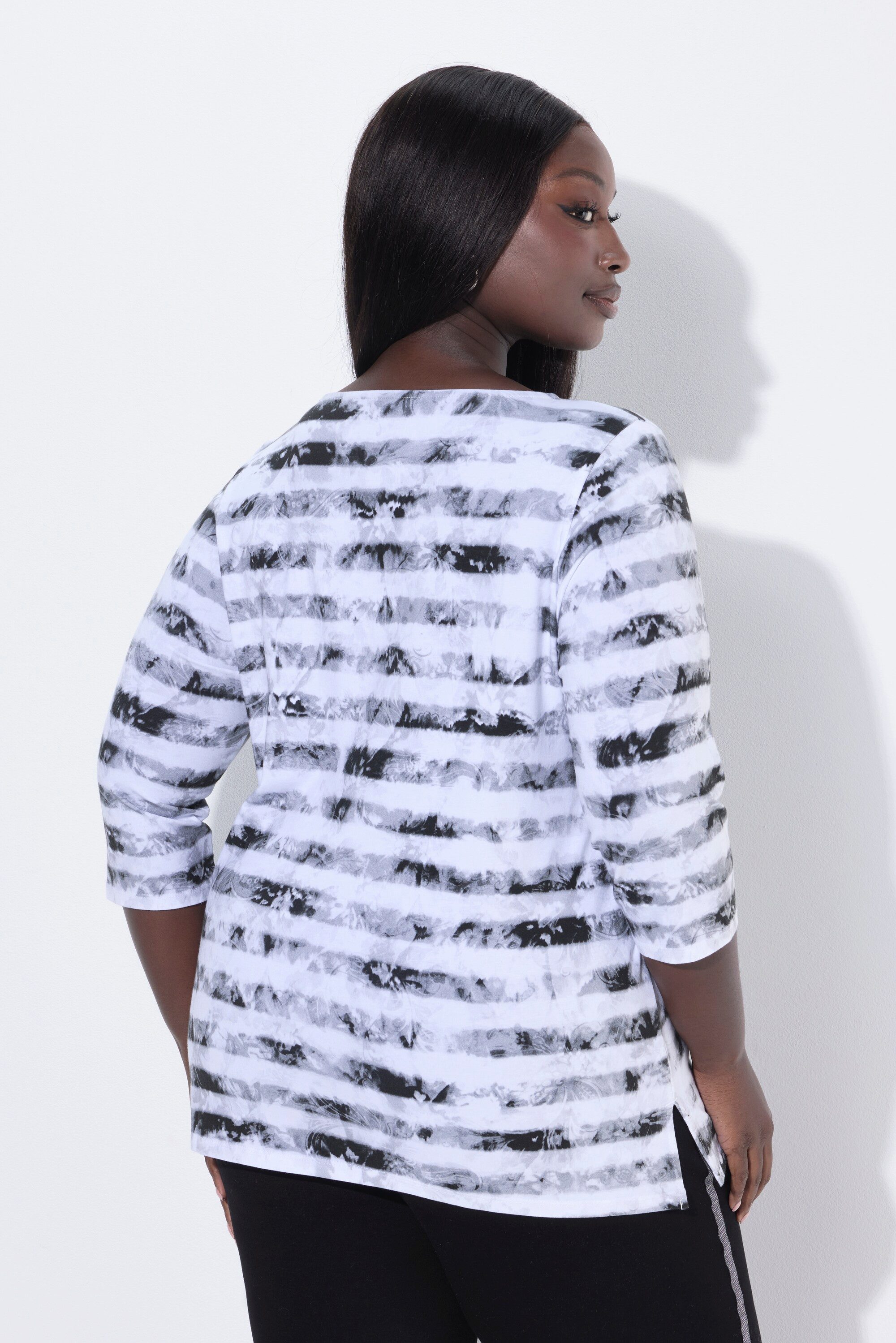 Ulla Popken T-Shirt Shirt A-Linie U-Boot-Ausschnitt 3/4-Arm – Bild 3 von 4