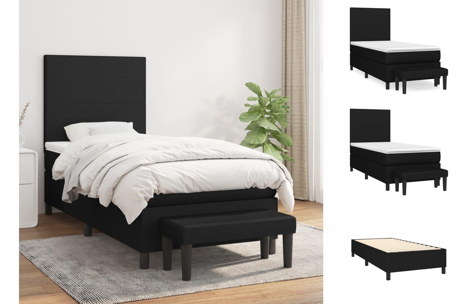 Ordellia Boxspringbett Mit Matratze, Schwarz, 100x200 Cm, Stoffbezug