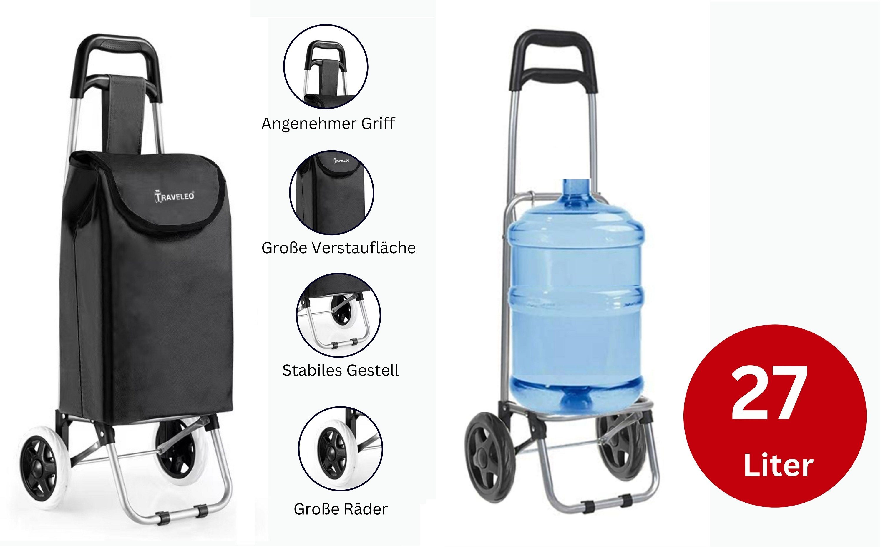 Rungassi Einkaufstrolley Einkaufstrolley 27L Trolley Einkaufswagen Shopping Tasche Aluminium