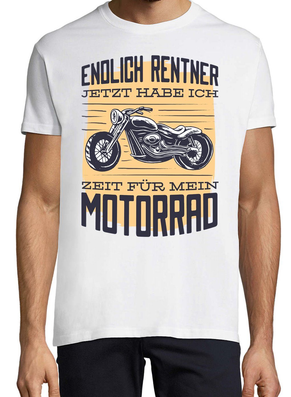 Frontprint Shirt Herren Designz Bike T-Shirt Rentner Zeit Youth Und Mein Weiß Für mit Endlich Motorrad trendigem
