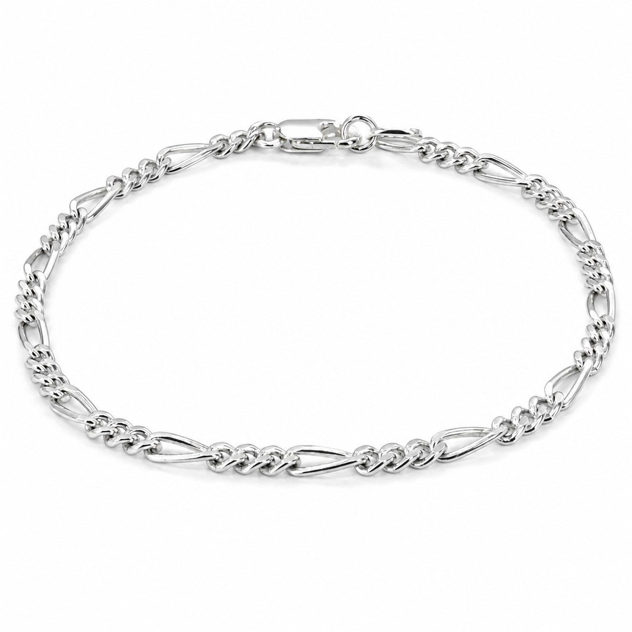 M-Punkt24 Armband Fußkette FIGARO 925 Echt-Silber (17 cm, Breite 2,8 mm, inkl. Etui, Freundschaftskette, Partnerlook, für Damen und Herren), Größe & Breite wähl – Bild 2 von 5