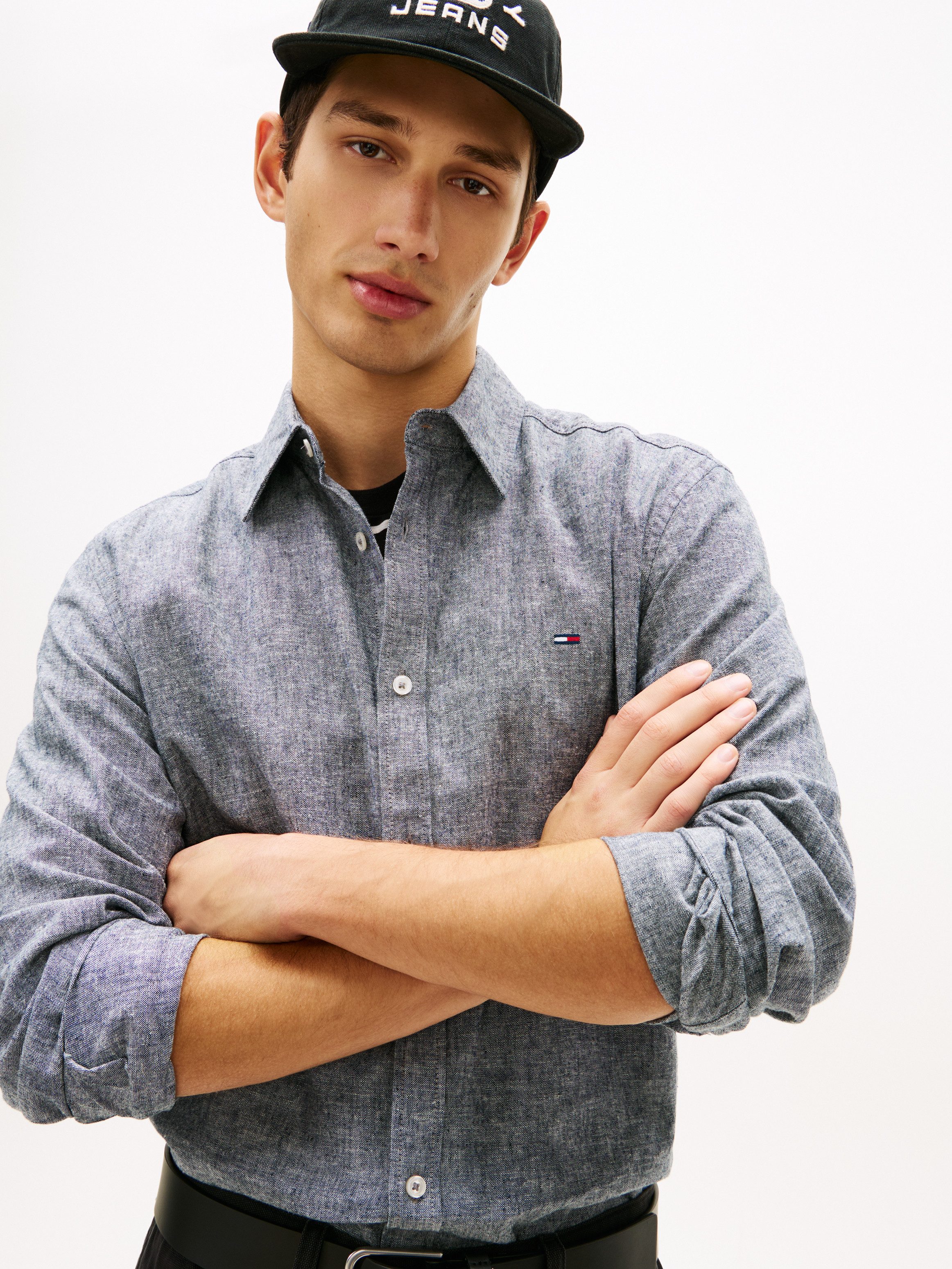 Tommy Jeans Langarmhemd TJM REGULAR FIT LINEN BLEND