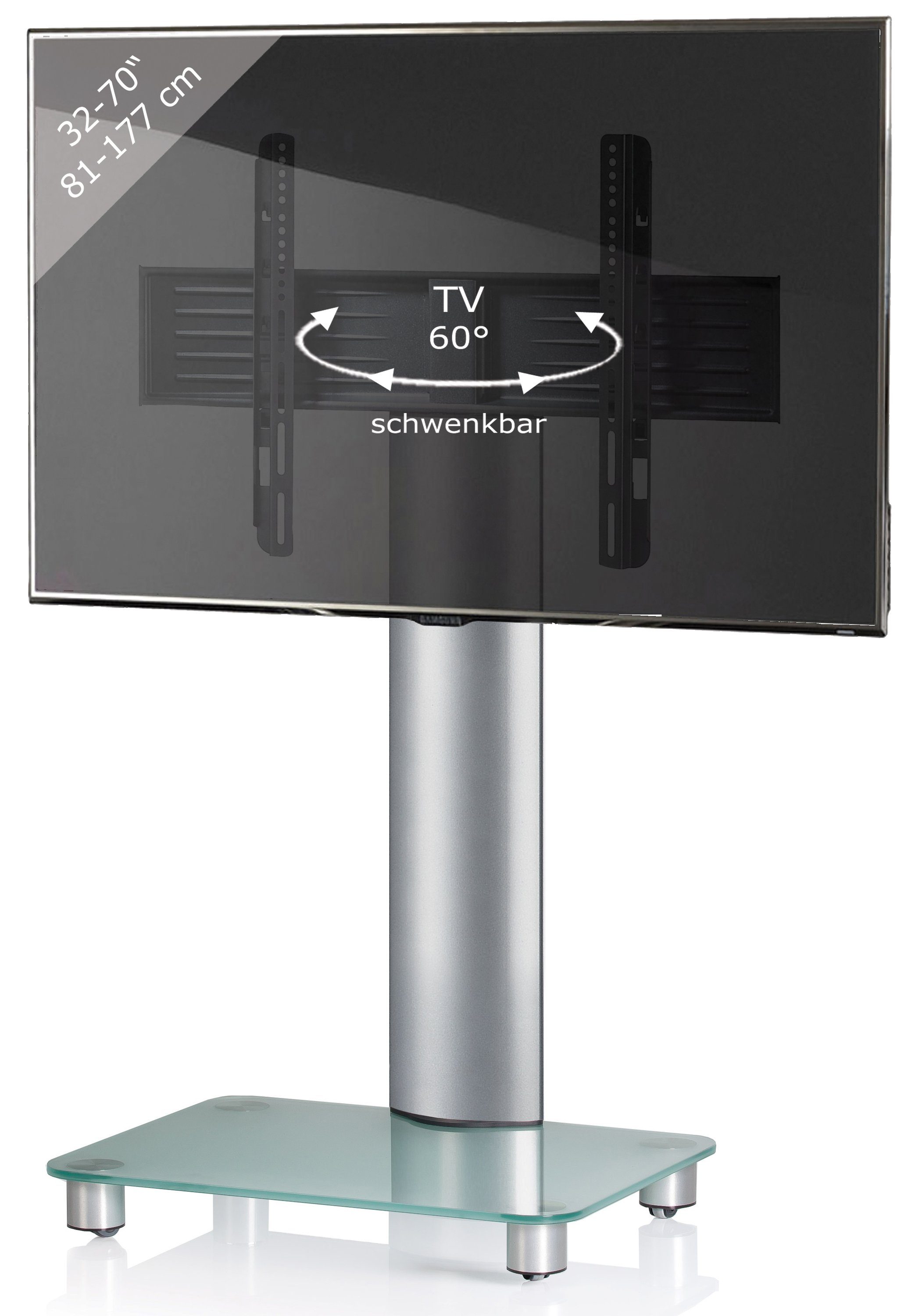 VCM TV-Ständer TV Standfuß Glas Fernseh Rollen Ständer Fuß Tosal