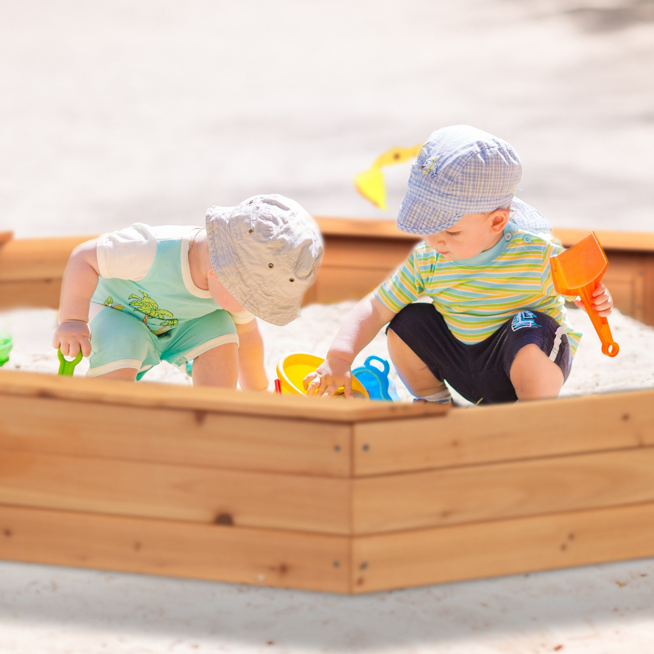 relaxdays Sandkasten Achteck mit Vlies