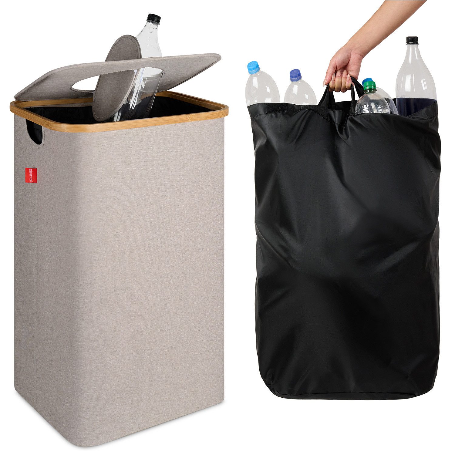 Blumtal Müllsackständer Pflandflaschen Sammelbehälter, Leergut Organizer mit Loch, in 100L oder 150L, waschbar, tropfsicher