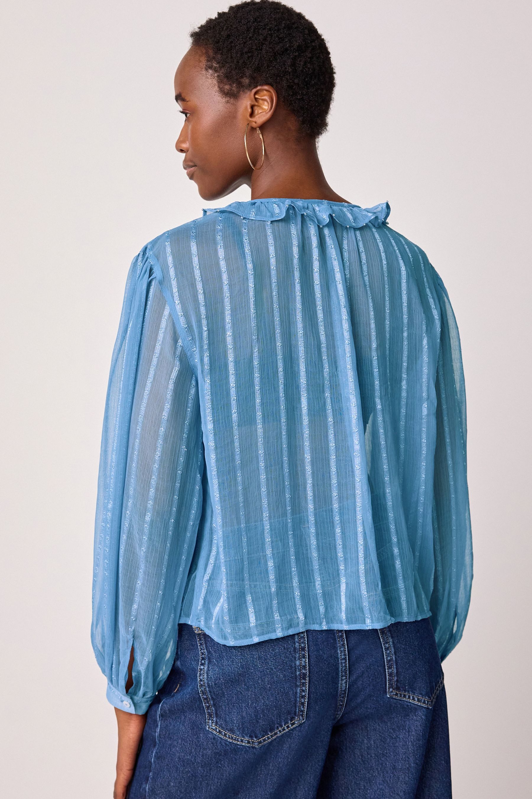 Next Langarmbluse Transparente Langarm-Bluse mit Rüschen günstig online kaufen
