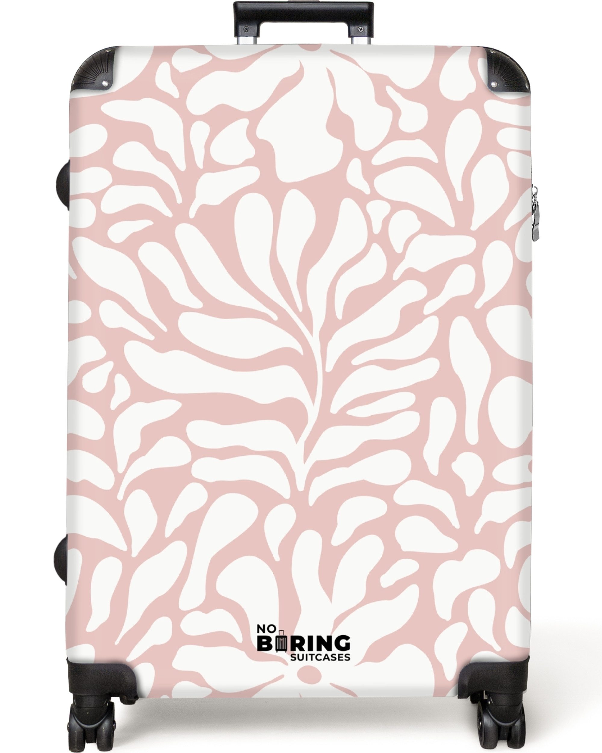NoBoringSuitcases.com© Hartschalen-Trolley Rosa mit weißen Blüten günstig online kaufen