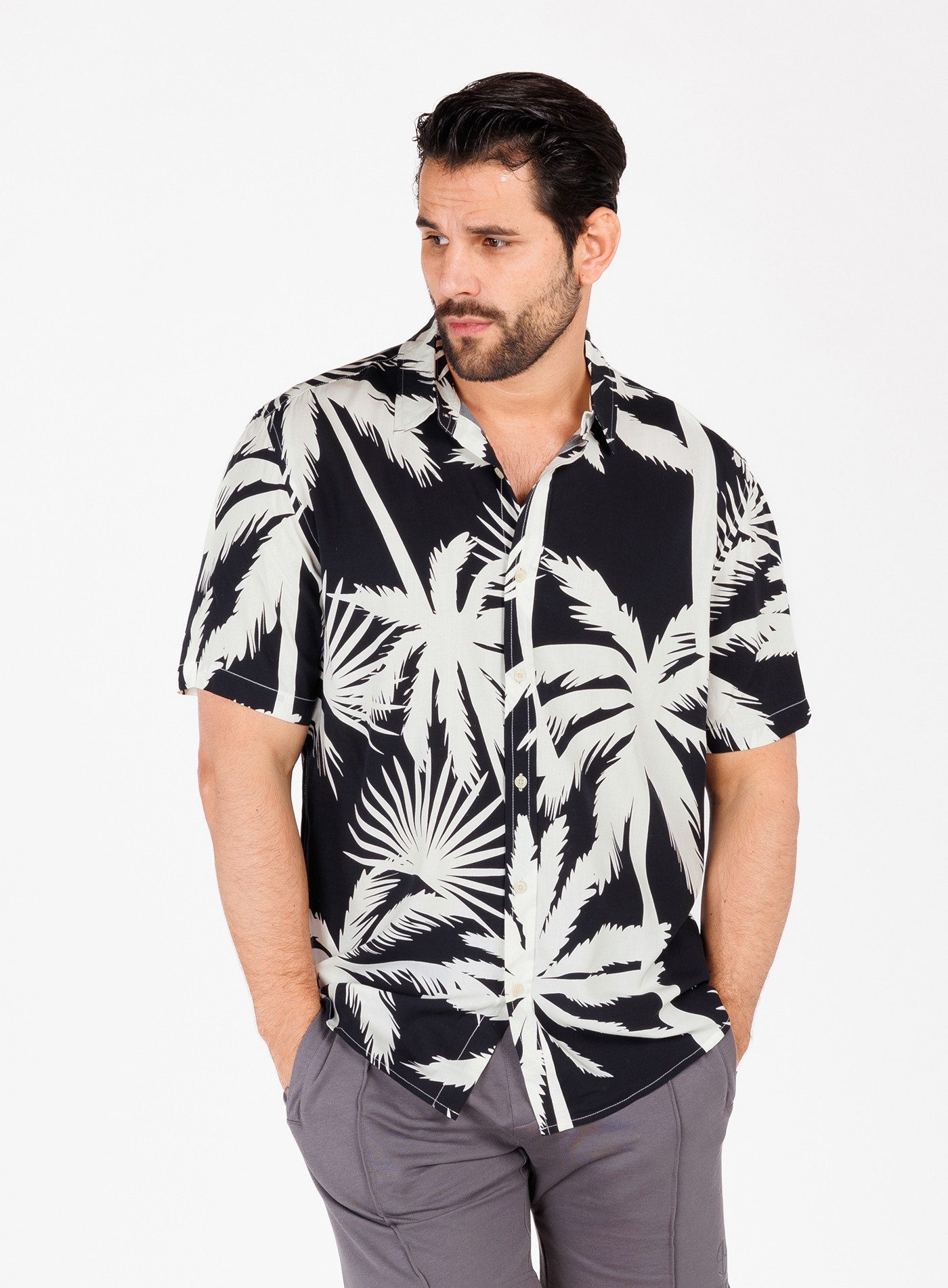 Key Largo Kurzarmhemd MSH PALMS 1/2 patterned (1-tlg)