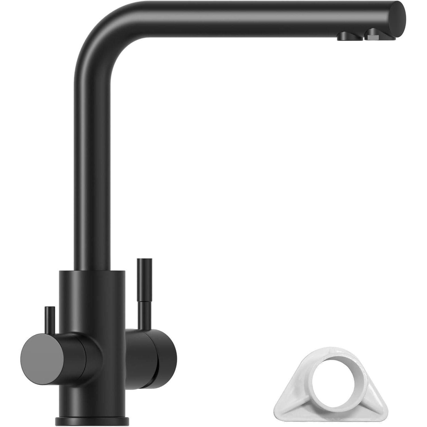 LuxusKollektion Spültischarmatur 3 Wege Wasserhahn Schwarz 360° Drehbar Mischbatterie für Wasserfilter