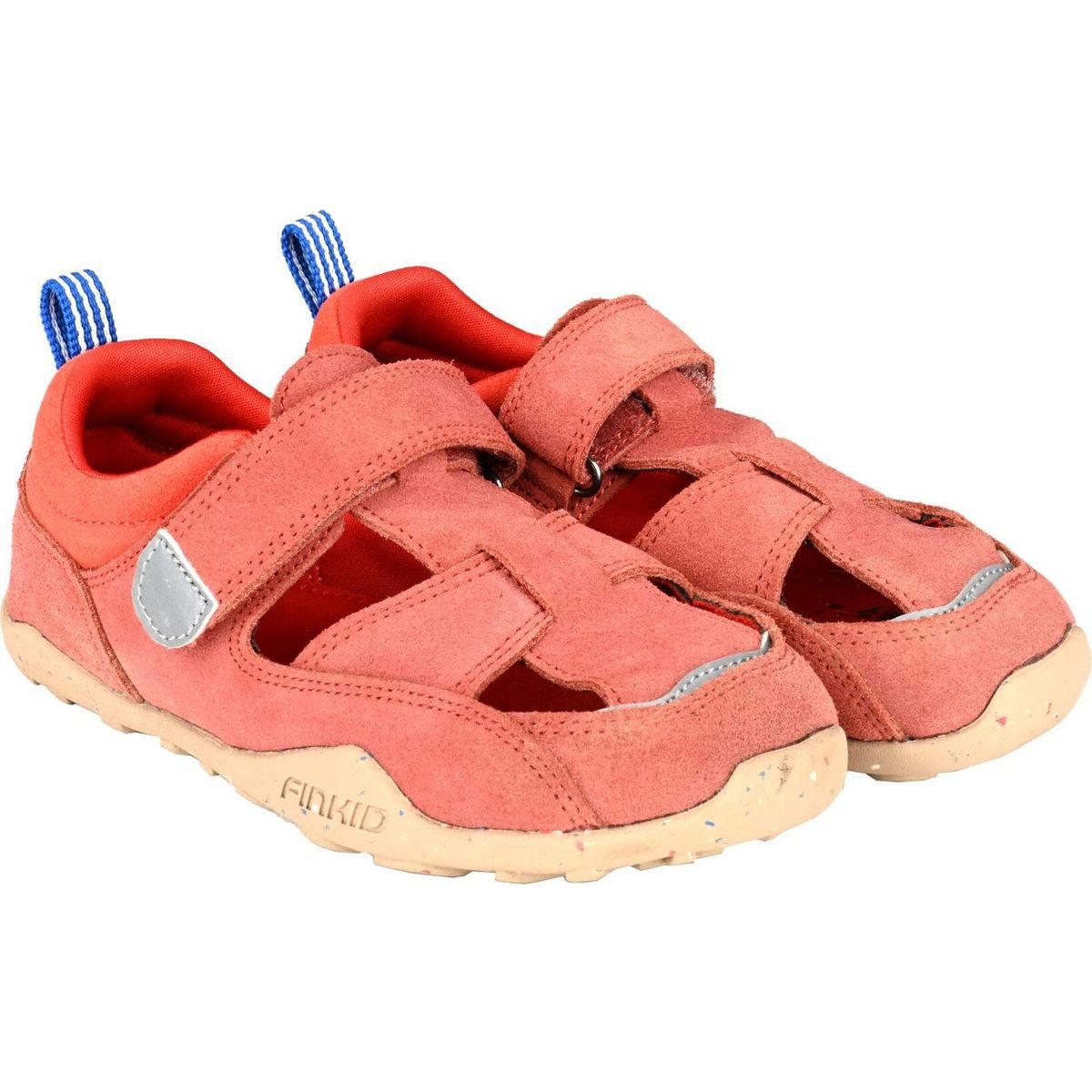 Finkid Sukkela Outdoorsandale Federleichte Sandalen aus Leder mit Barfußsohle und reflektierenden