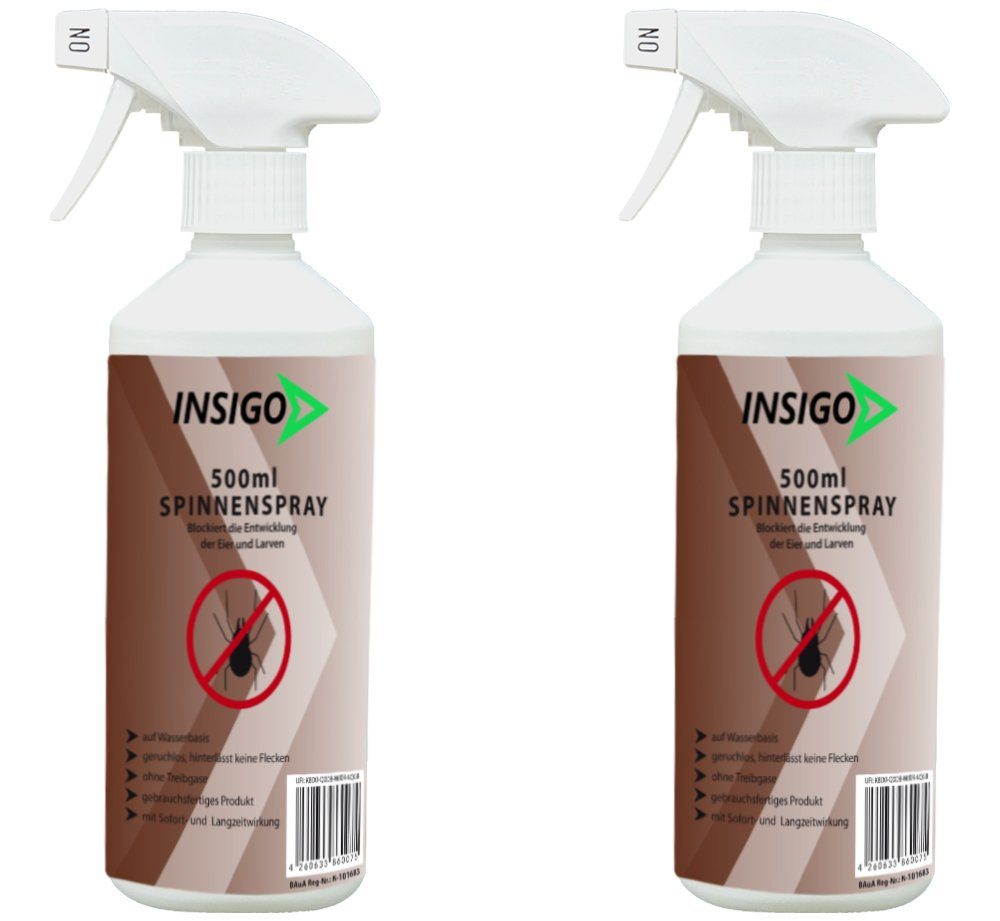 INSIGO Insektenspray Spinnen-Spray Wasserbasis, geruchsarm, Langzeitwirkung mit Hochwirksam gegen 1 / ätzt l, Spinnen, brennt nicht, auf