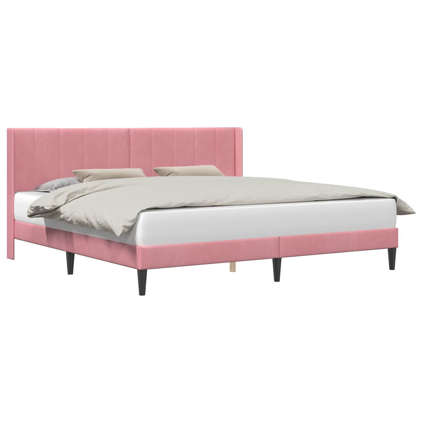 Bett Bettrahmen mit Kopfteil Rosa 180 x 200 cm Samt