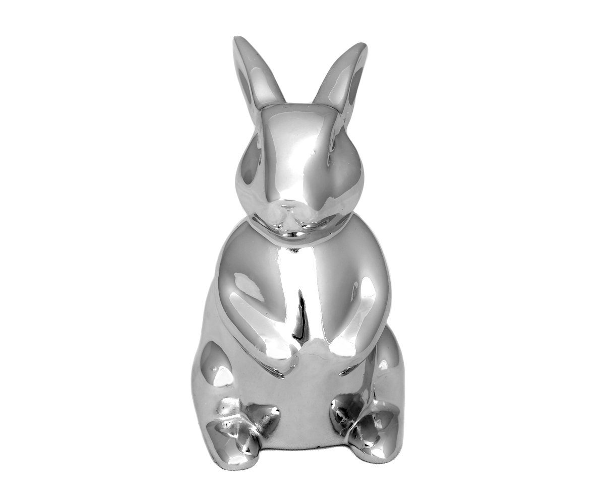 Brillibrum Dekofigur Hasen Figur versilbert Osterhasen Deko Häschen in Silber
