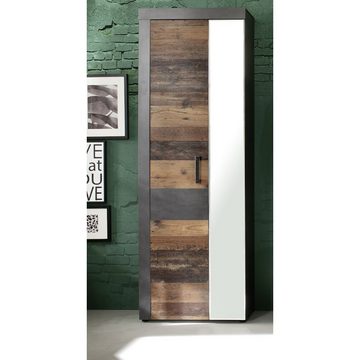 trendteam Vitrine Indy Wohnzimmerschrank Stauraumvitrine Beleuchtung Grau 87x189x34cm