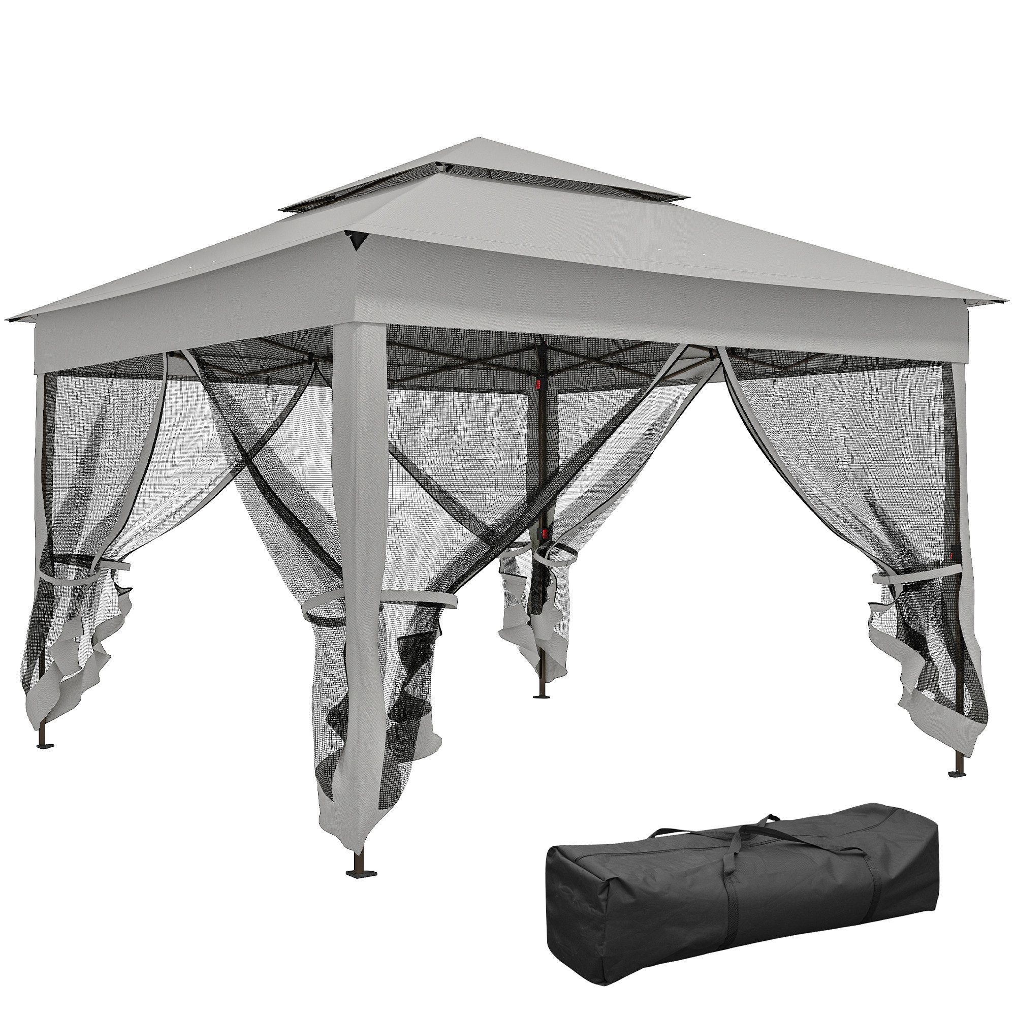 Faltpavillon Pop-up Gartenpavillon 3x3 m, wasserdicht mit Mückennetz, faltbar