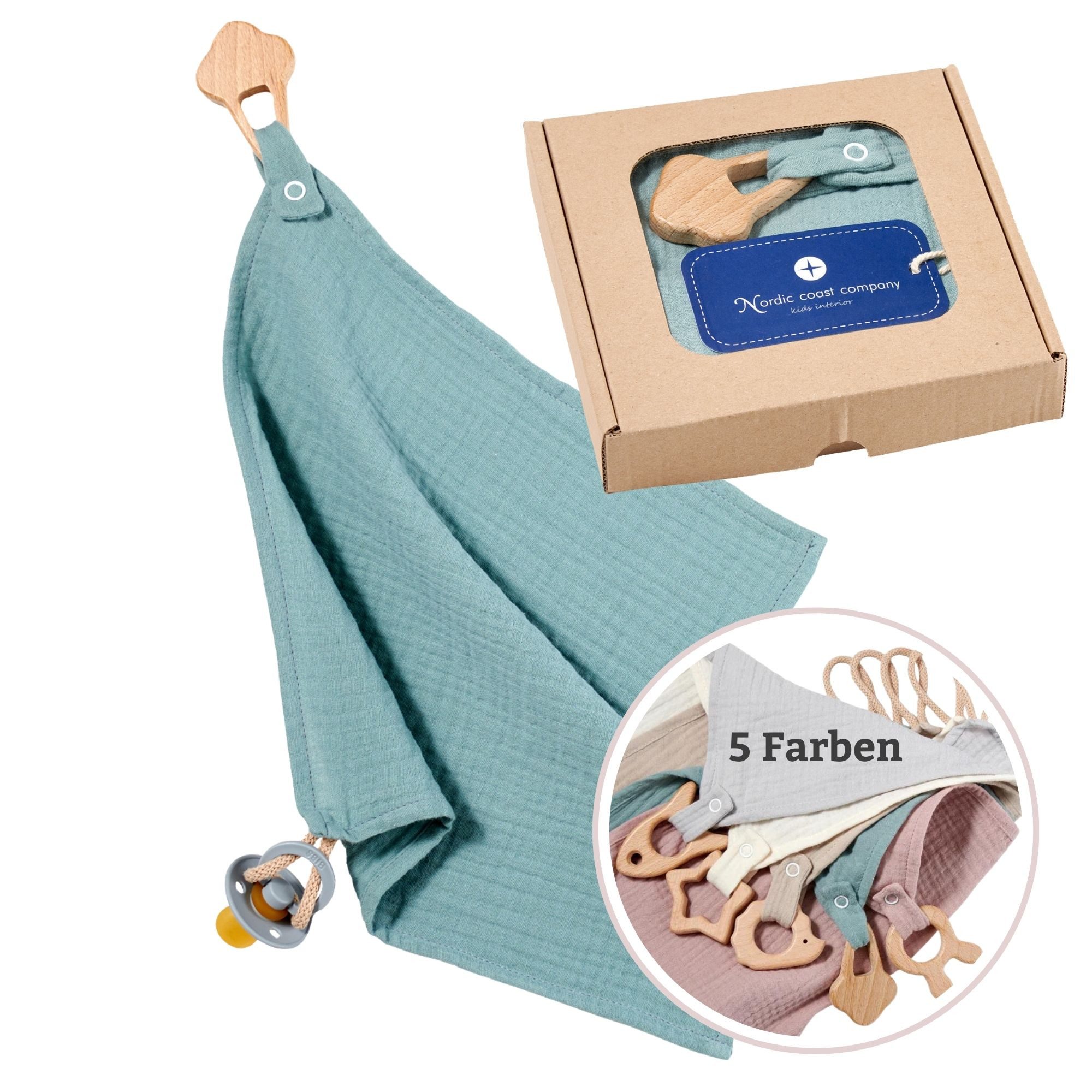 Kuscheltuch Schmusetuch Schnullertuch Schnullerband mit Beißring Baby Geschenk
