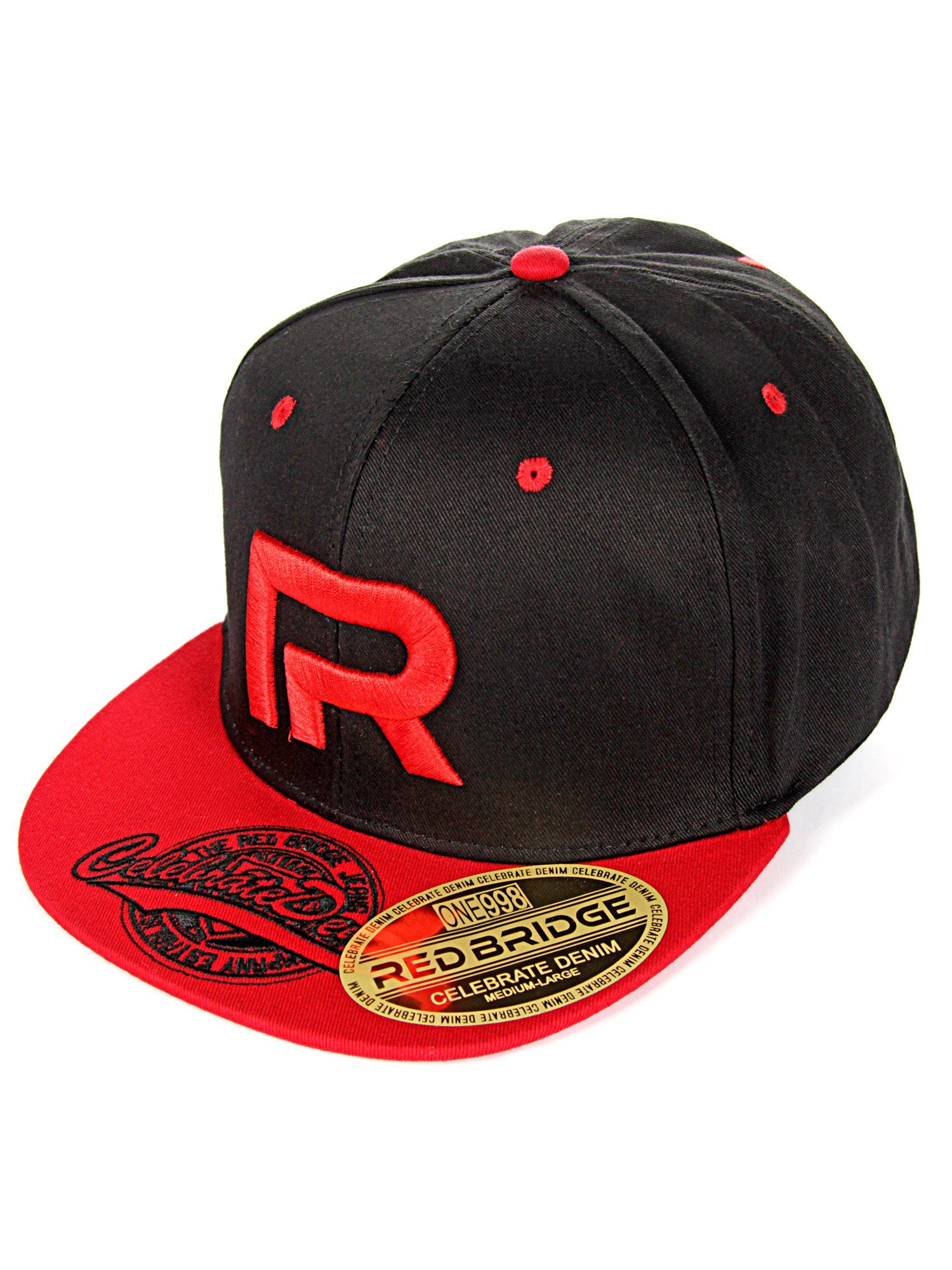 mit Druckverschluss Baseball schwarz-rot Cap Wellingborough RedBridge