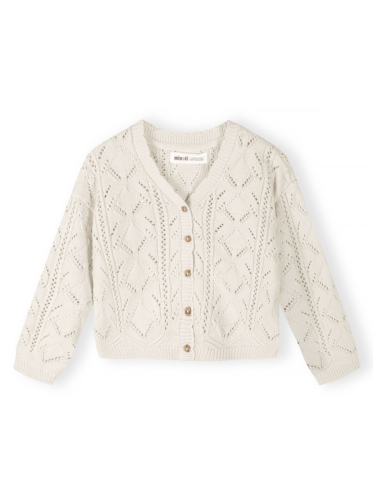 MINOTI Cardigan aus Baumwolle, für Mädchen mit Lochmuster, in Pastellfarben