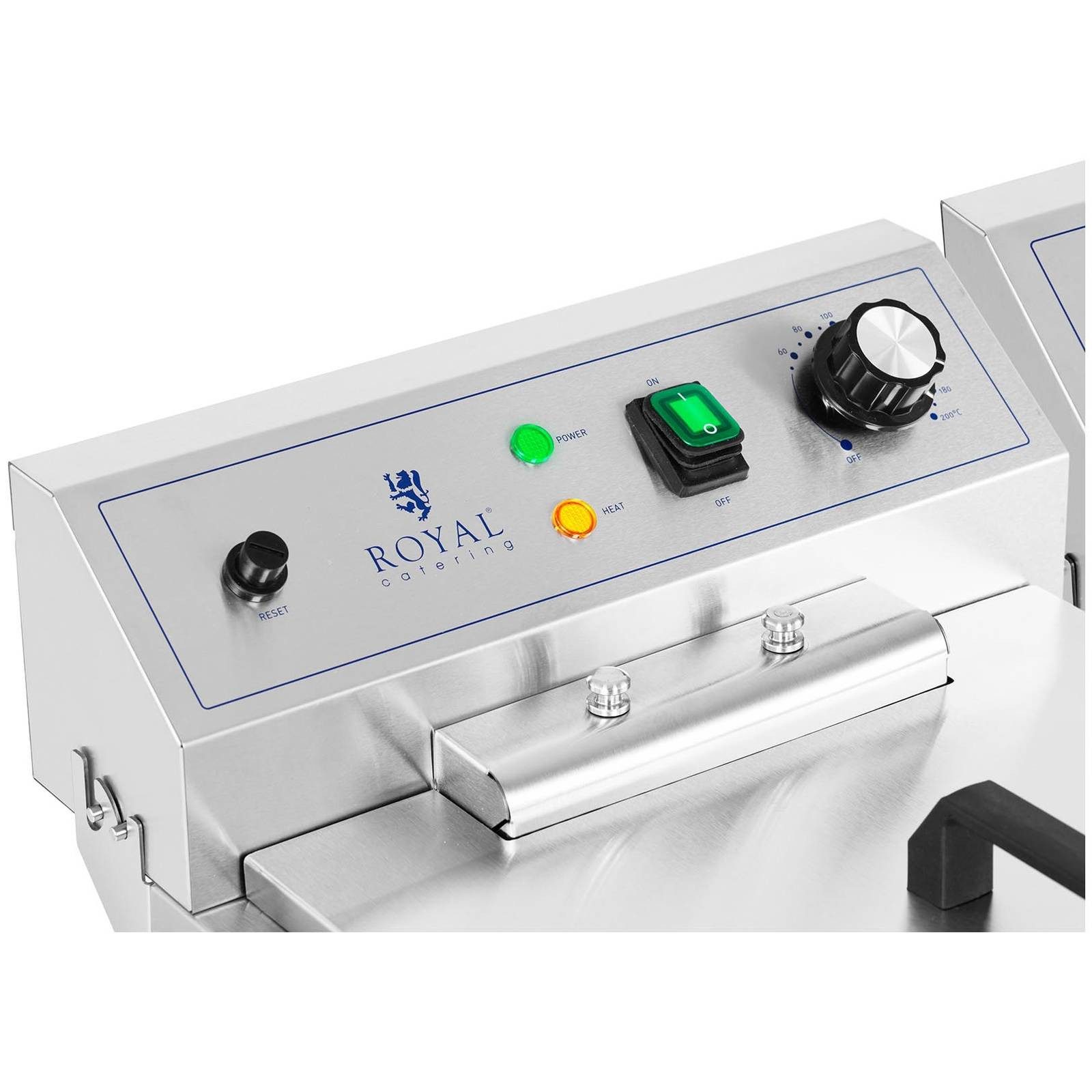 Royal Catering Fritteuse RCPKF 26DSH, 10000 W, 26 L Doppel Fritöse Ablasshahn Kaltzone 400V