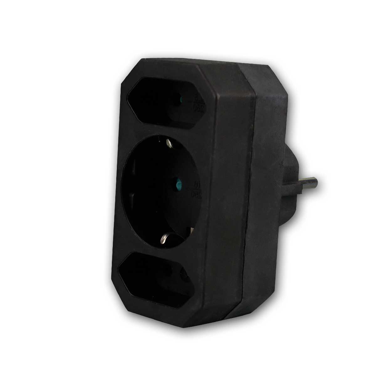 EGB Aufputz-Einspeise-Steckdose Kombi-Adapter Schutzkontakt/Euro 2+1, schwarz