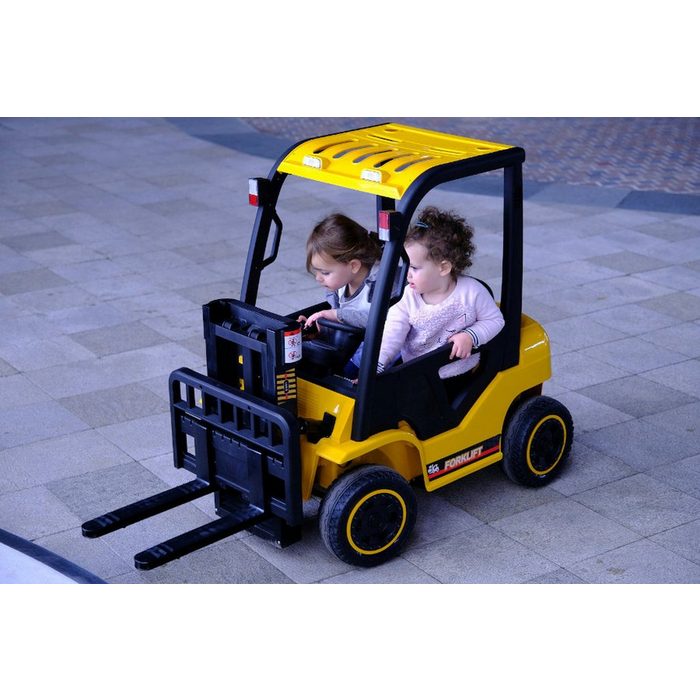 TPFLiving Elektro-Kinderauto Gabelstabler - Motor: 2 x 12 V - Akku: 1 x 12 Volt/7Ah Belastbarkeit 40 kg Kinderauto - Elektroauto mit Sicherheitsgurt - gelb