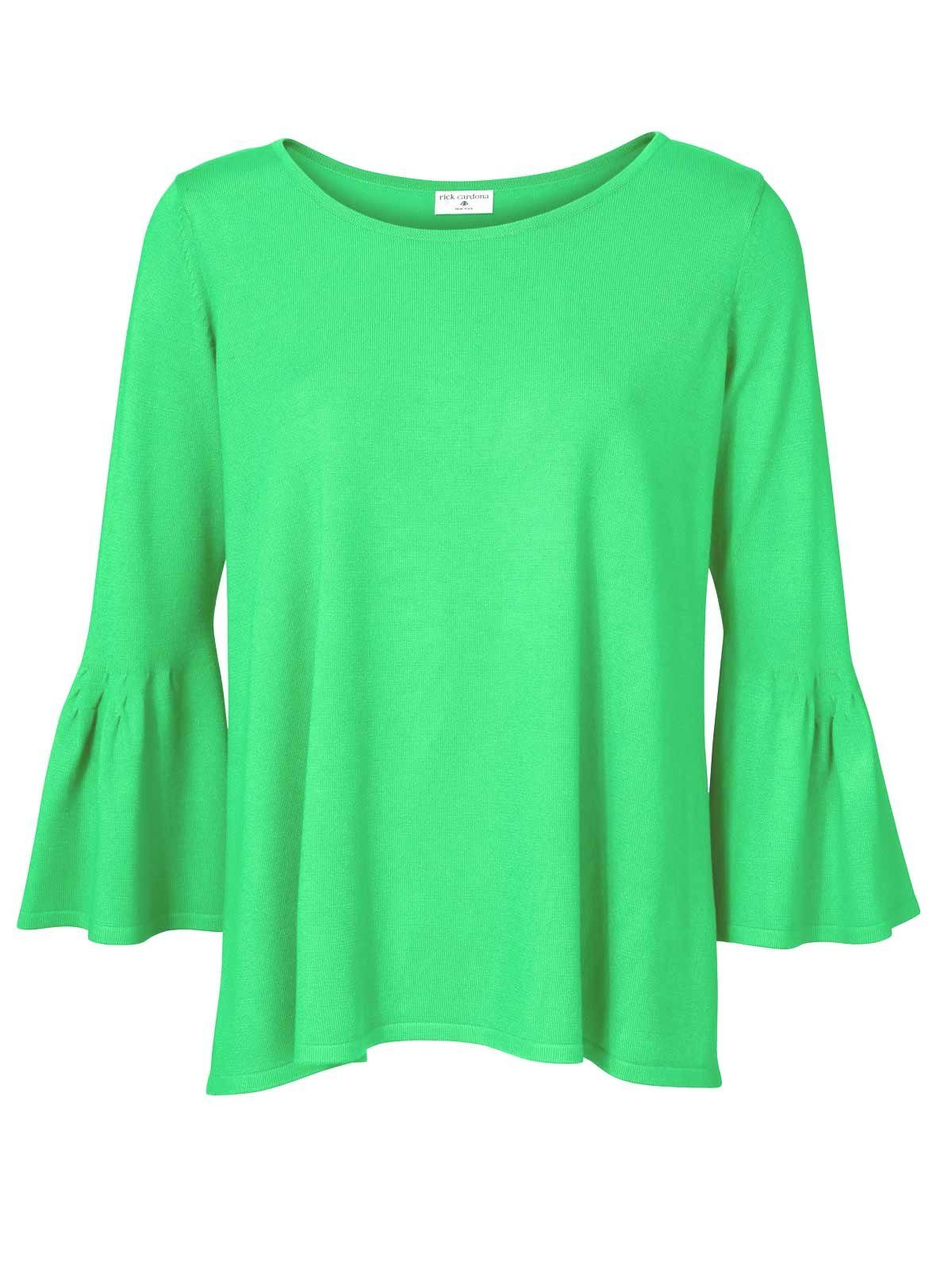 Rick by rick cardona Longpullover Rick Cardona Damen Designer-Pullover mit Volants, grün
