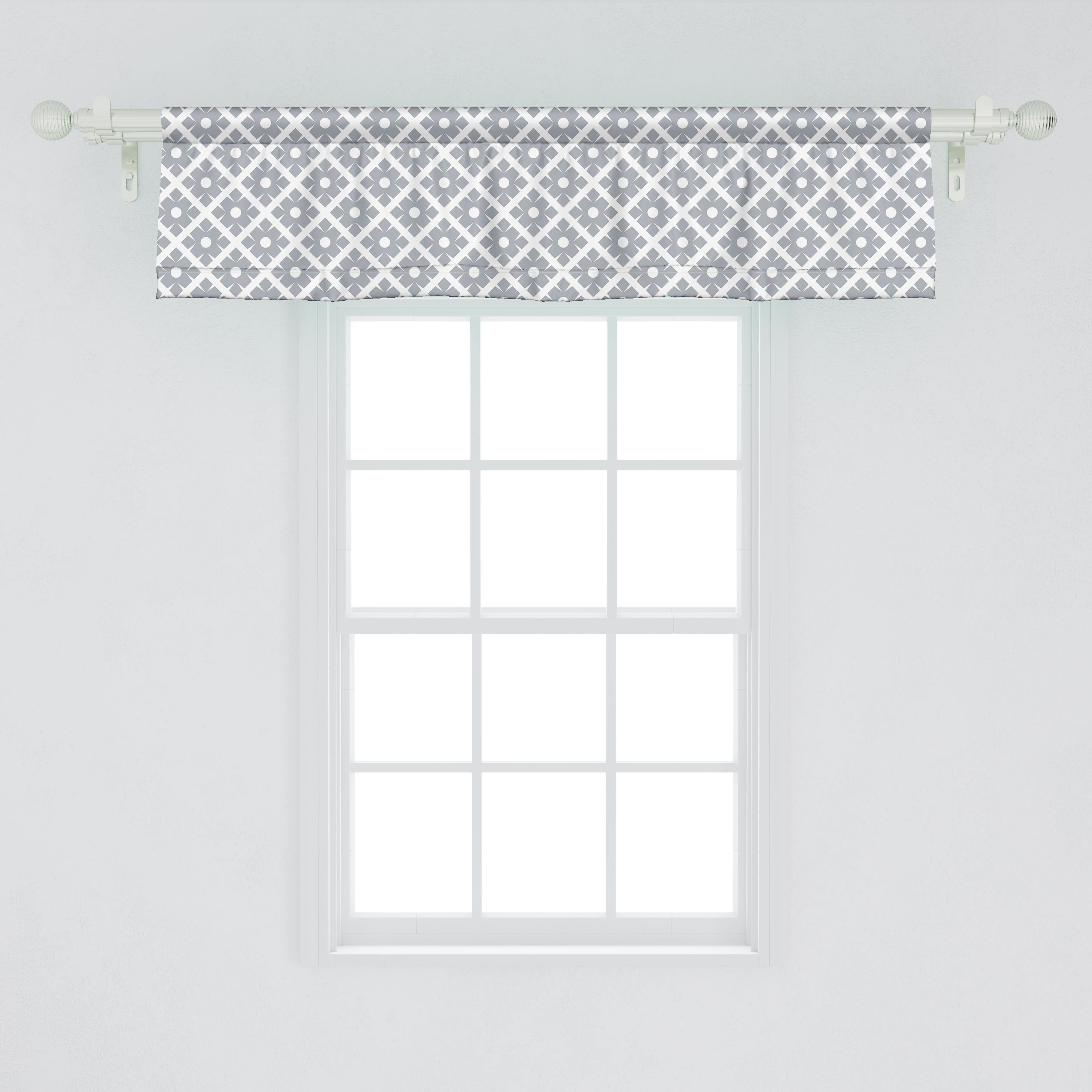 Küche Volant Schlafzimmer für Quadrate Kreise Scheibengardine Diagonal Dekor Microfaser, Abakuhaus, mit Stangentasche, Vorhang Abstrakt