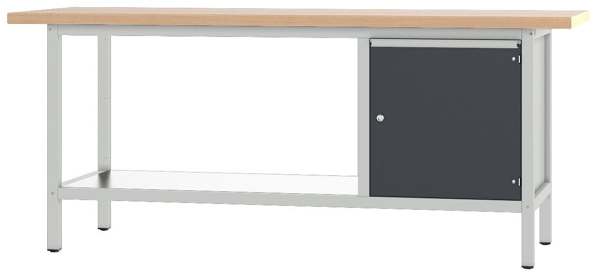 PADOR Werkbank 31 S 004, Höhe/Länge: 85,5x200 cm grau/anthrazit