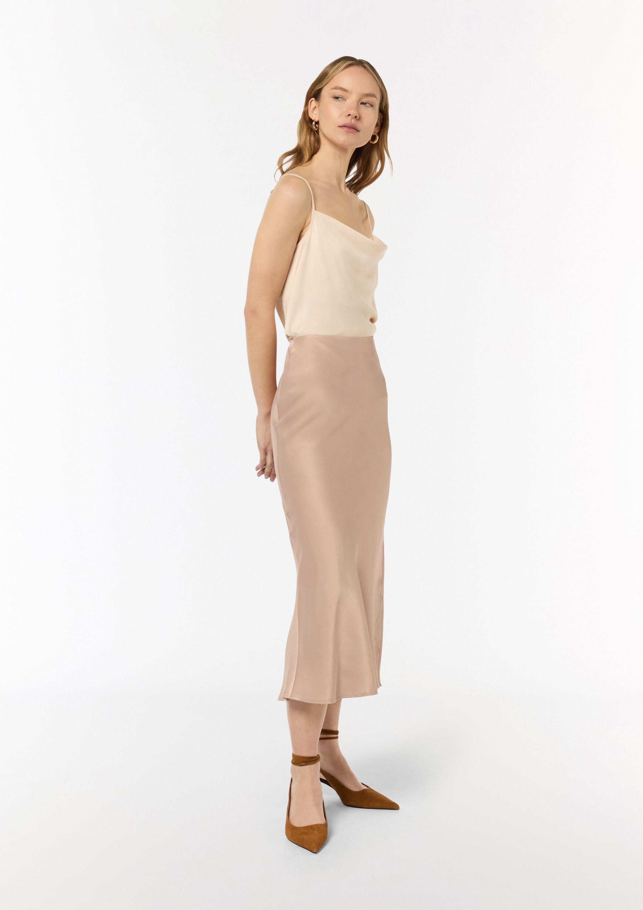 comma Maxirock Rock Leicht ausgestellter Midirock aus Satin günstig online kaufen