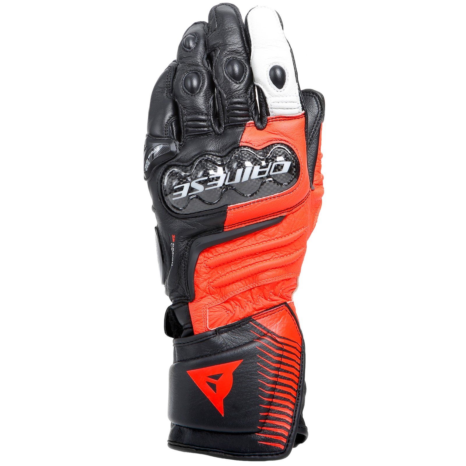 Dainese Motorradhandschuhe Dainese Carbon 4 Sporthandschuhe schwarz / fluo-rot / weiss (1er Set) Rennsport Motorradhandschuh