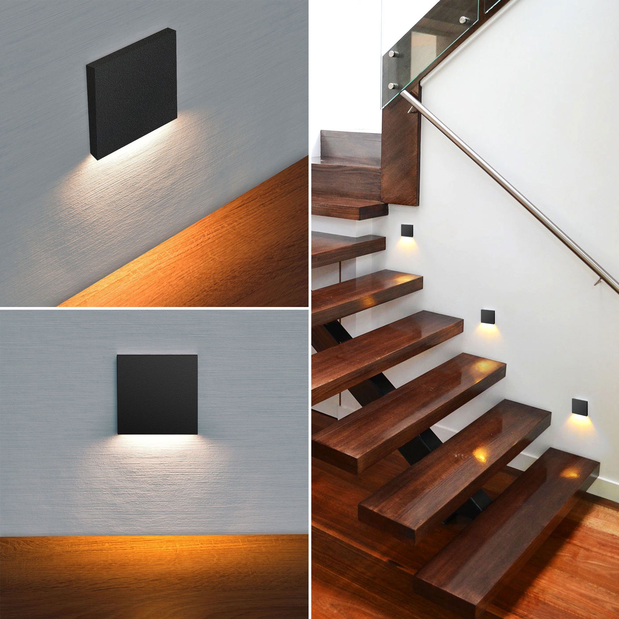 Maxkomfort LED Wandstrahler 6190S, LED fest integriert, 3000K, Warmweiß, Treppenbeleuchtung
