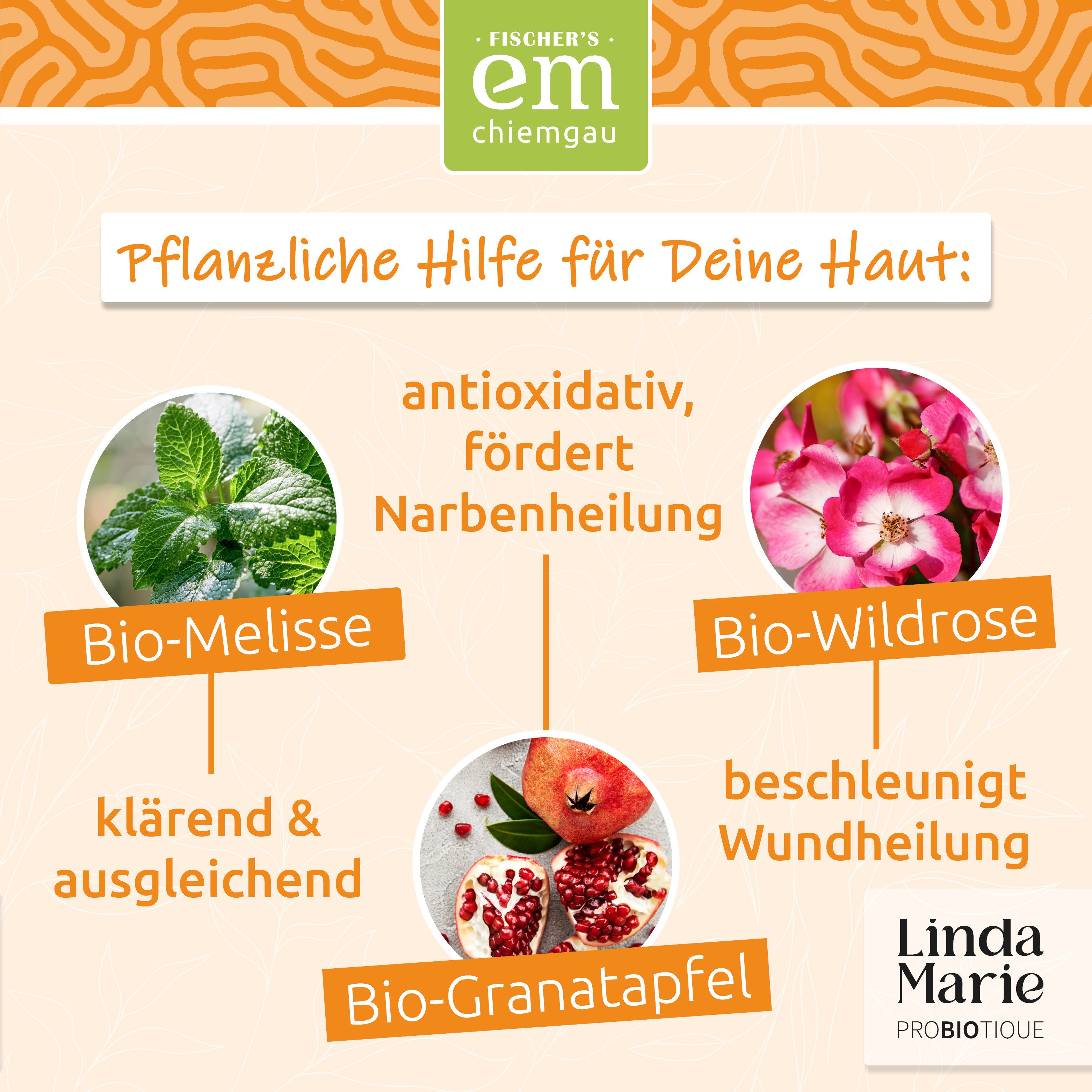 Fischer's EM-Chiemgau Gesichtspflege Linda Marie Probiotique Pflegecreme+, Vegane Naturkosmetik Gesichtscreme für sensible & reife Haut