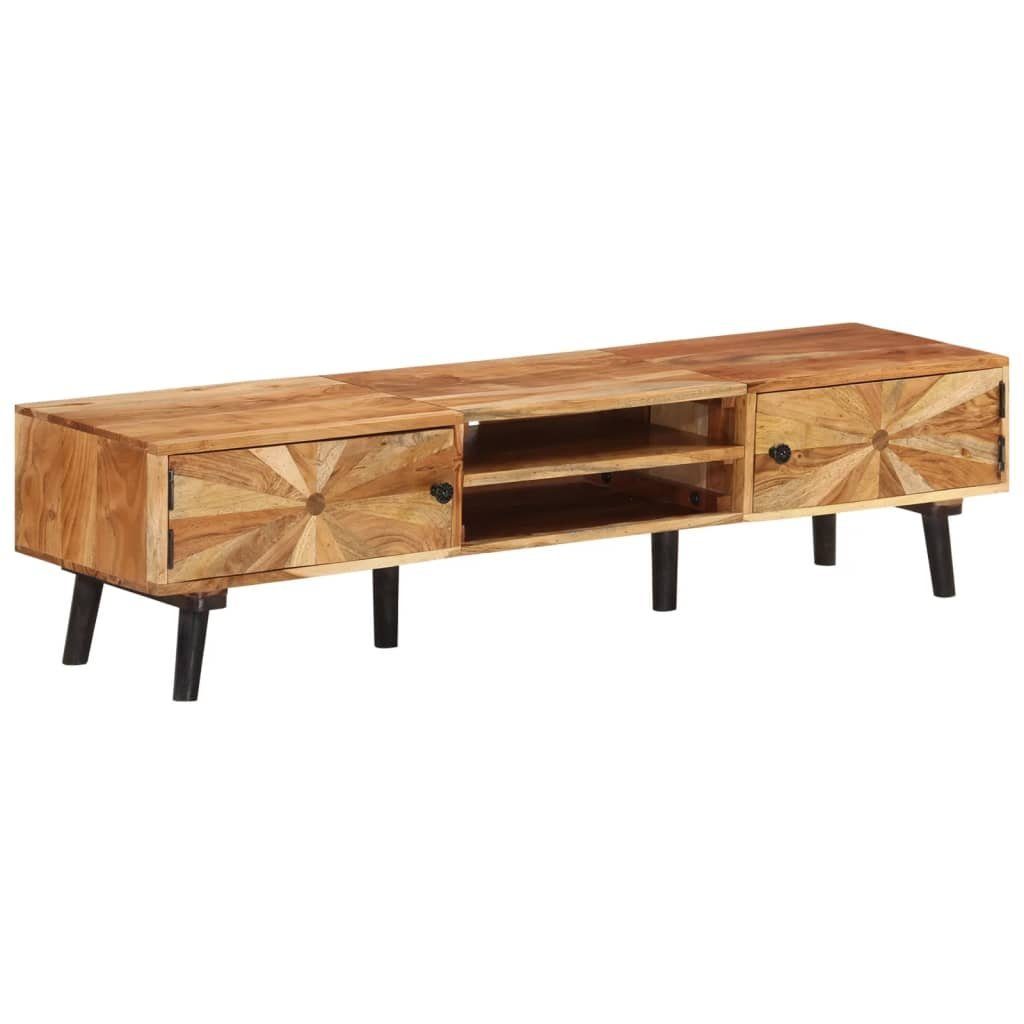 furnicato Kommode TV-Schrank aus Echtholz, 145 x 35 x 35 cm, Naturfinish (1 St), Lowboard mit viel Stauraum für Medien und Ablage im Wohnzimmer