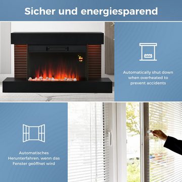 Merax Elektrokamin, Deko-Kamin mit Heizung, Wandkamin 1000/2000W mit 3D Flamme