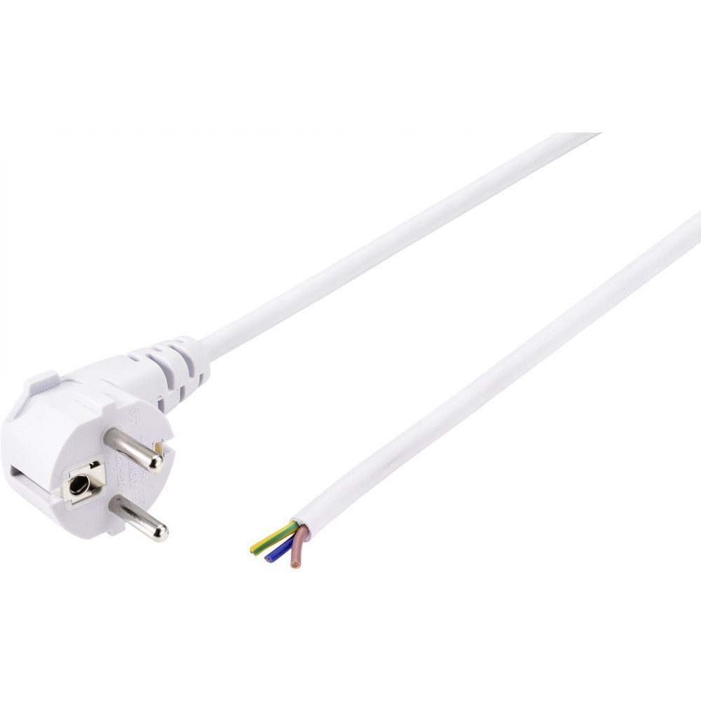 Strom cm) BT-2336885 Elektro-Kabel, Weiß 3.00 Basetech Basetech Anschlusskabel (3.00 m