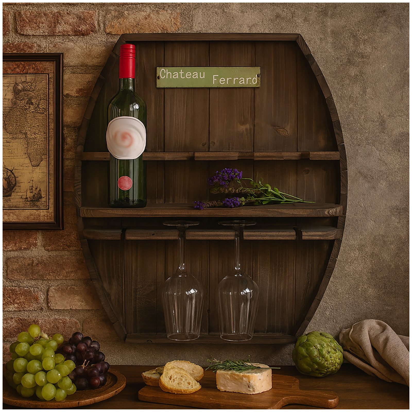 HTI-Living Wandregal Wandbar im Weinfass-Design, Stück 1-tlg., Weinhalter F günstig online kaufen